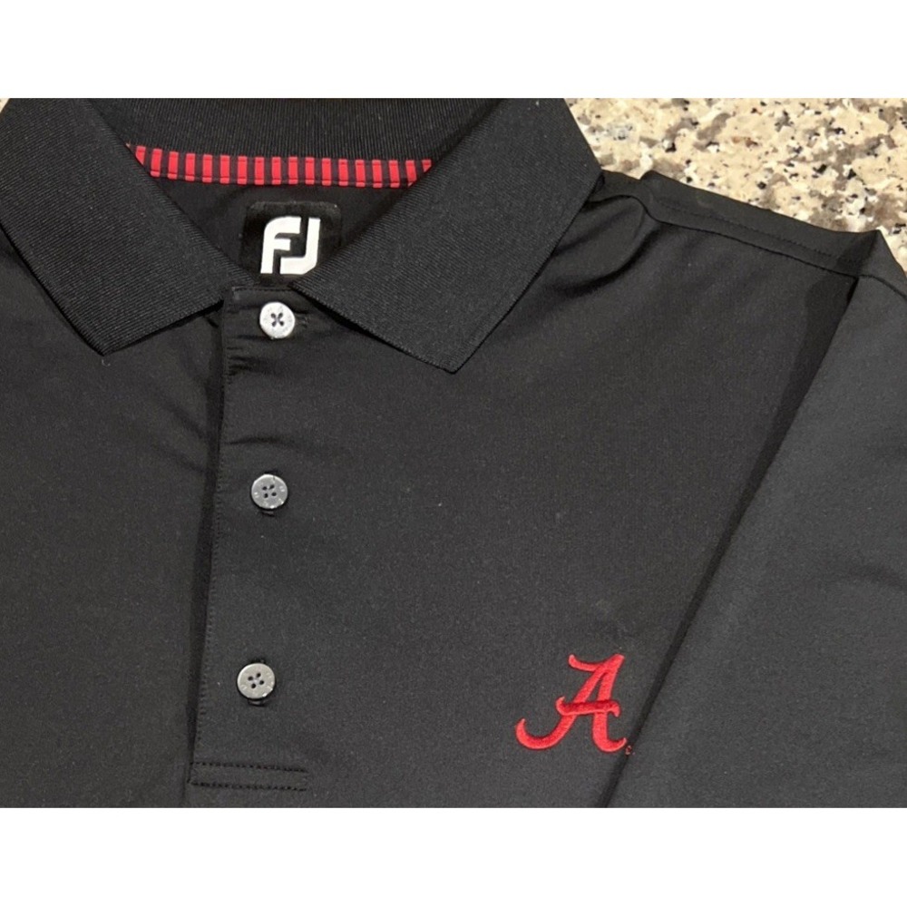 Footjoy Alabama Crimson Tide Short Sleeve Polo Shirt 32411 Black Large